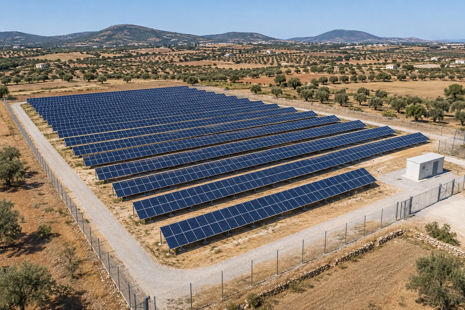 Illustration photoréaliste d’une centrale photovoltaïque au sol en Tunisie