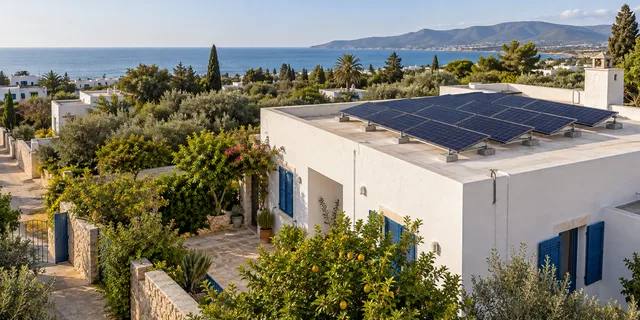 Installation photovoltaïque sur un bâtiment tunisien — illustration générée