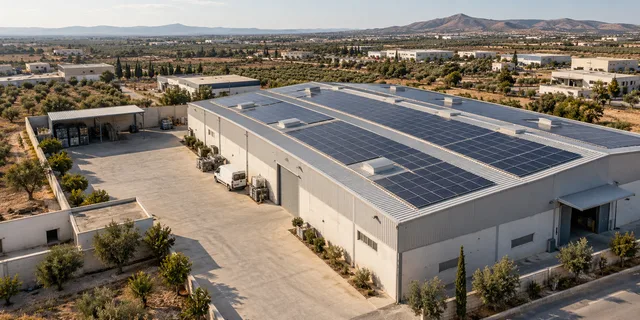 Installation photovoltaïque sur un bâtiment tunisien — illustration générée